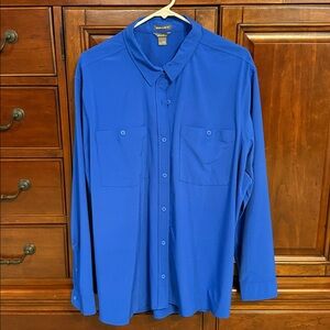 Eddie Bauer Button Down Wrinkle Resistant Royal Blue Shirt, T2XL